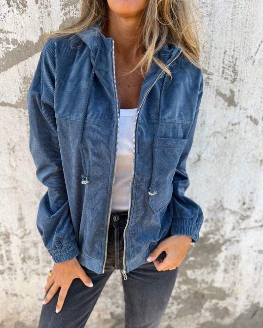Ella™ | Corduroy Hooded Jacket with Zipper