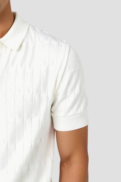 NOBA Premium V-Neck Cable Knit Polo