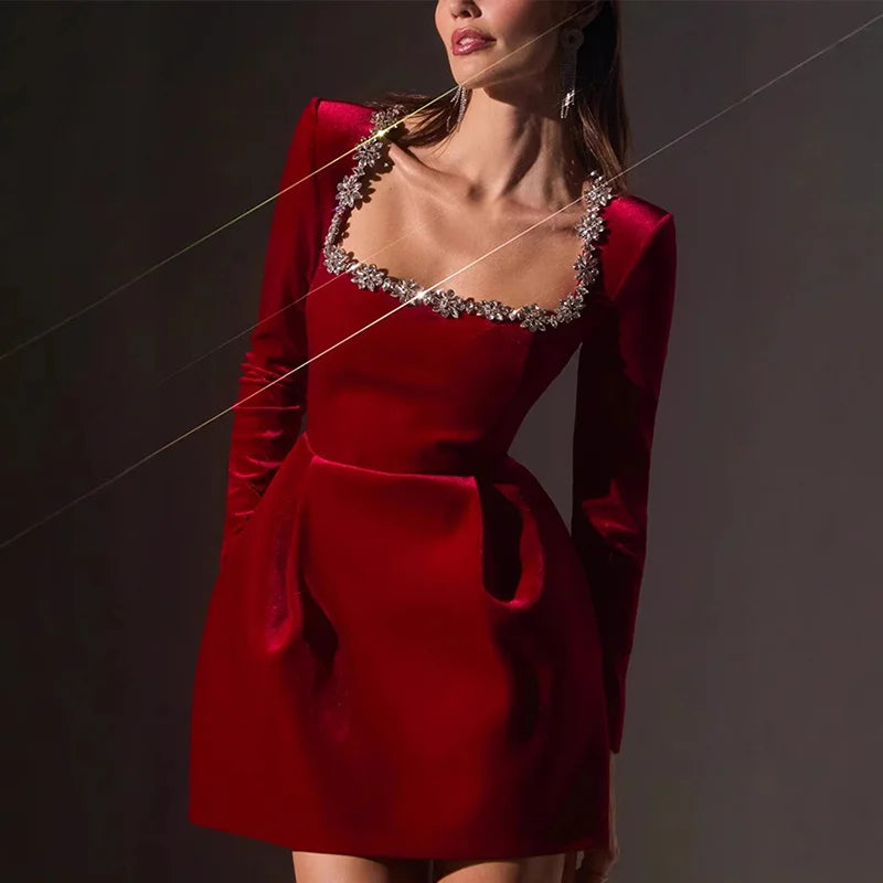 Marcelline Velvet Crystal Dress