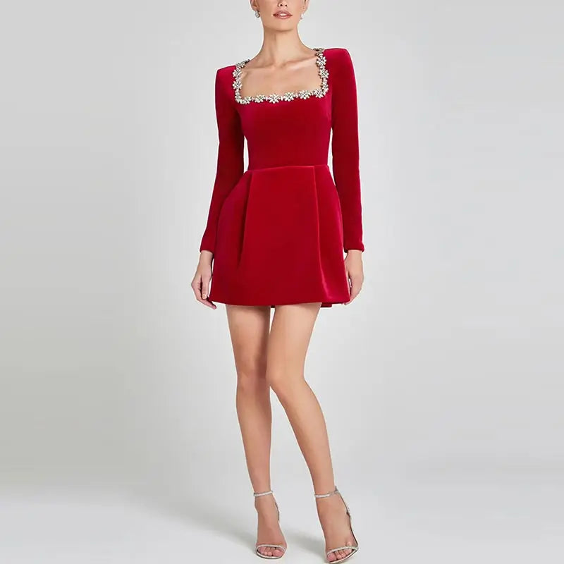 Marcelline Velvet Crystal Dress