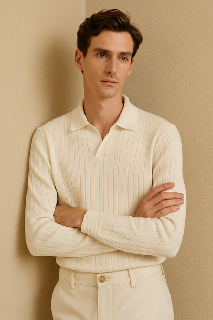 NOBA Striped Long Sleeve Polo