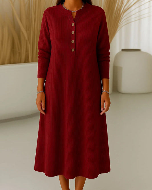 Long Sleeve Loose Fit Ribbed Dress