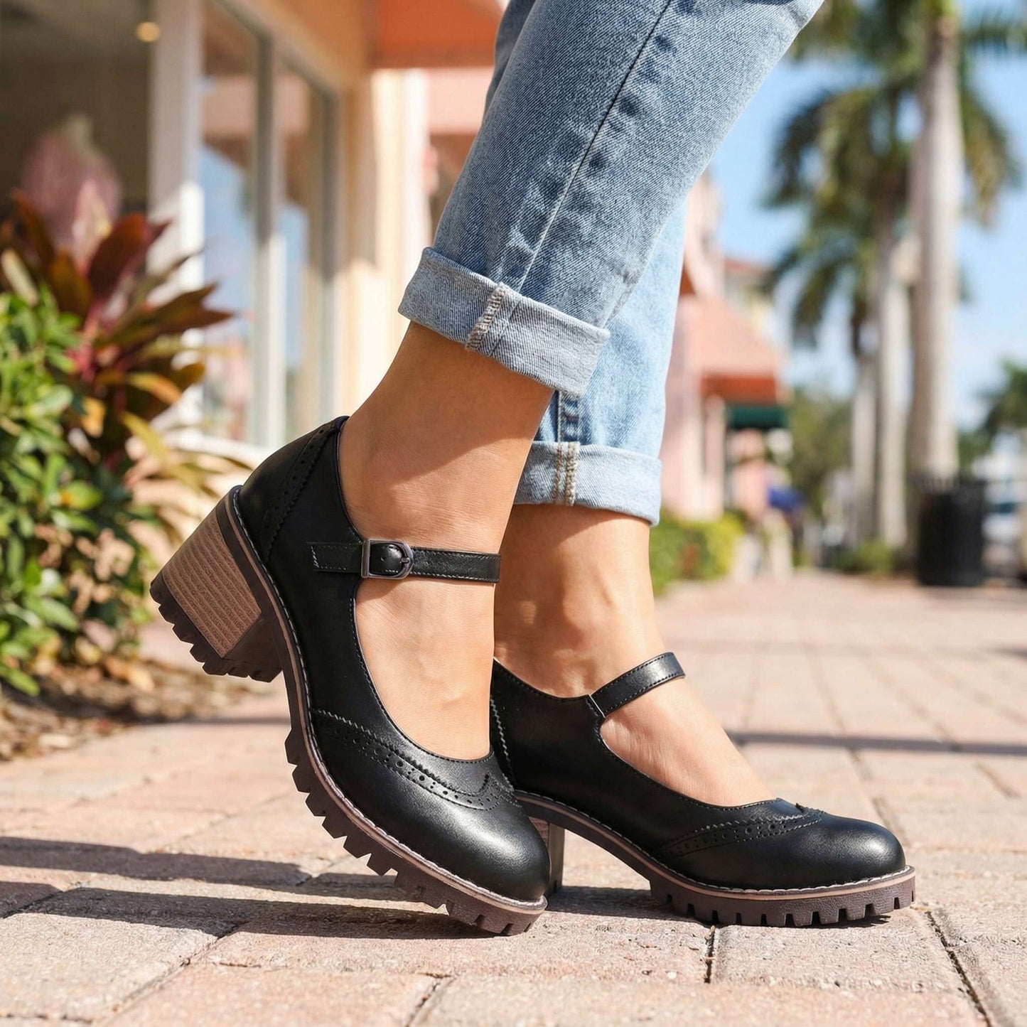 Jasmine Chunky Brogue Heels