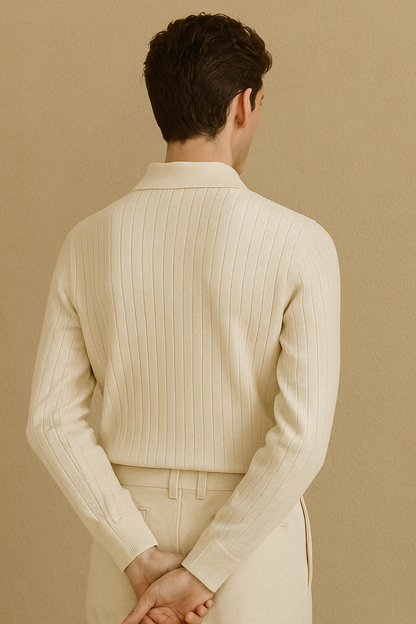 NOBA Striped Long Sleeve Polo